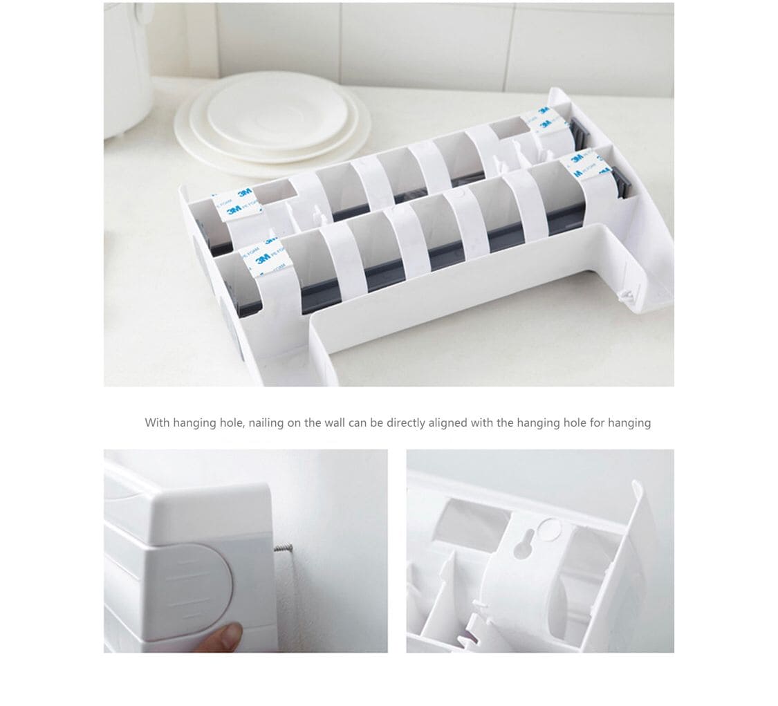 3 In 1 Multifunctional Kitchen Roll Holder, Cling Film Wall Mounted Paper Holder Shelf, Triple Food Wrap Dispenser, Kitchen Roll Holder With Spice Rack and Slide Cutter, Multifunctional Cling Film Cutter 3 In 1 Multifunctional Kitchen Roll Holder, Cling Film Wall Mounted Paper Holder Shelf, Triple Food Wrap Dispenser, Kitchen Roll Holder With Spice Rack and Slide Cutter, Multifunctional Cling Film Cutter